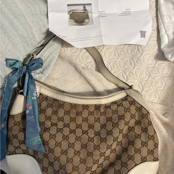 Gucci Handbags - Gucci Brown and Cream Shoulder Bag with Iconic Monogram